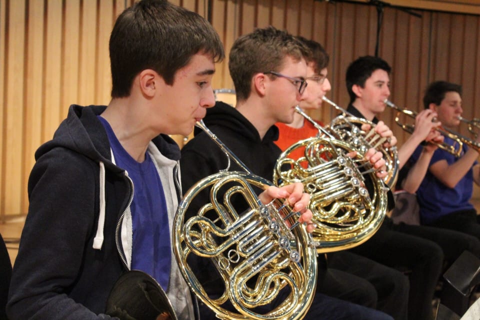 Durham Music students playing french horn